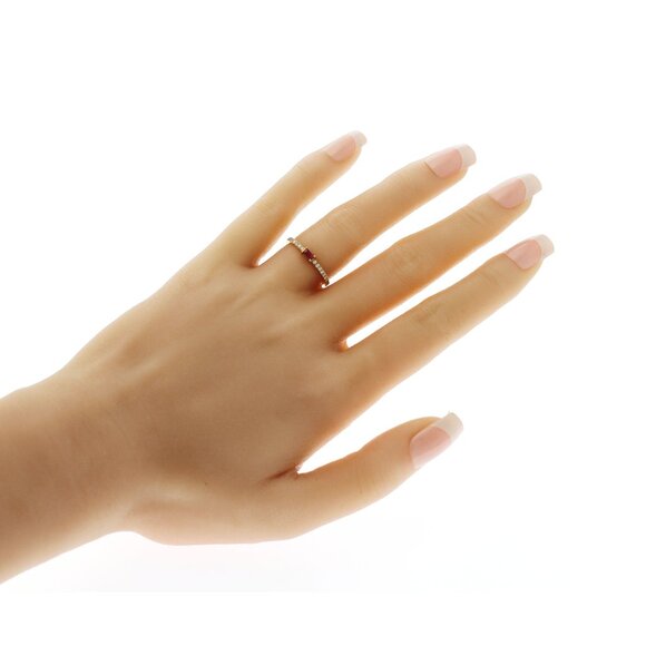 14K Yellow Gold 0.24 CT Diamond & 0.12 CT Ruby Ring Band Size 6 - Picture 2 of 6